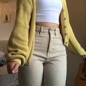 Zara Beige Frayed Hem Mom Jeans Size 4 US